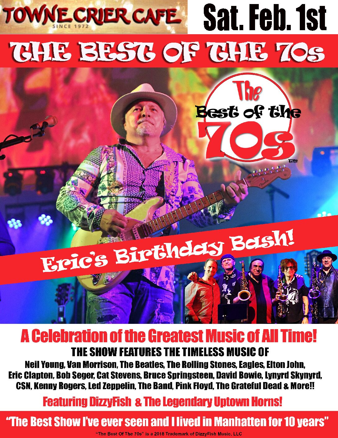 The Best of the 70s by DizzyFish & The Uptown Horns – Eric’s Birthday Bash!