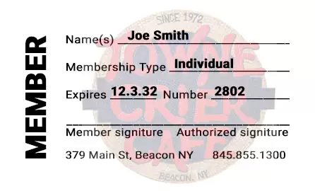 Towne Crier Membership Card